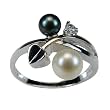 Black & White Cultured Pearl Cubic Zirconia Silver Ring