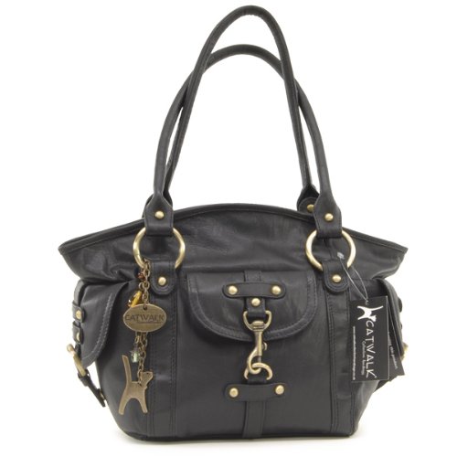 Catwalk Collection Leather Handbag – Black