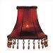 Bell Clip Silk Chandelier Shade with Amber Beads in Red