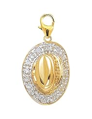 14K Yellow Gold Diamond Cowboy Hat Charm