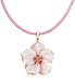 14k Yellow Gold Pink Mother of Pearl and Pink Tourmaline Pendant w/ Cord, 17