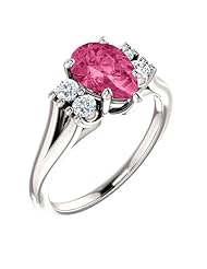14K White Gold 9.00x6.00mm Pear Cut Pink Tourmaline and Diamond Ring -- LIFETIME WARRANTY