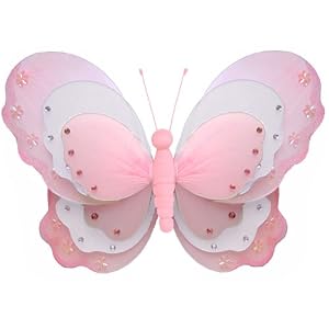 13 Pink and White Triple Layered Butterfly nylon hanging ceiling wall baby nursery room... by Bugs-n-Blooms