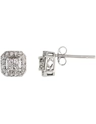 14k White Gold Square Diamond Earrings, w/ 0.30 Carat Brilliant Cut & Invisible Set Diamonds, 1/4" (7mm)