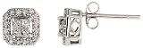 14k White Gold Square Diamond Earrings, w/ 0.30 Carat Brilliant Cut & Invisible Set Diamonds, 1/4 (7mm)