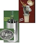 Moose Wine Chiller with Moose w/ Brass Antlers Bottle Stopper