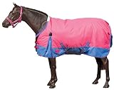 Weatherbeeta Pony Turnout Medium Weight Regular Neck - Raspberry/Cornflower Size 63