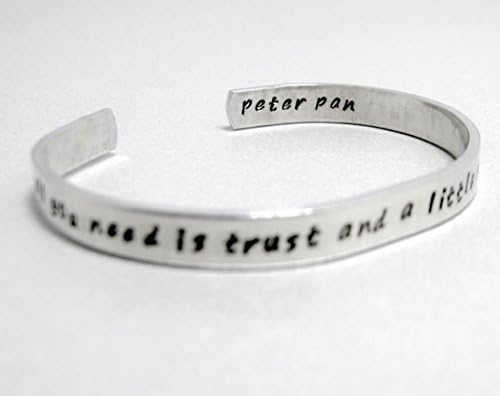 Personalized Peter Pan Bracelet - All You Need - Hand Stamped Aluminum Cuff - customizable