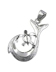 925 Silver Turtle w/ Fish Hook Pendant Hawaiian Silver Jewelry