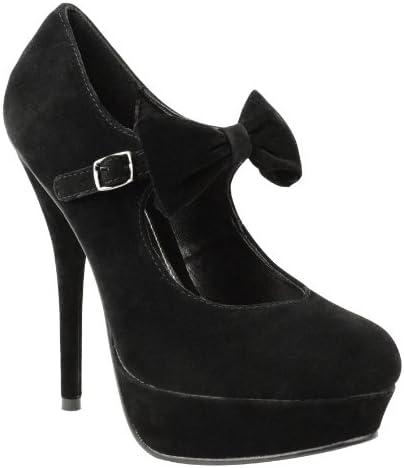 Fashion Thirsty Womens High Heel Platform Ankle Strap Bow Stiletto Court Pumps Size 5