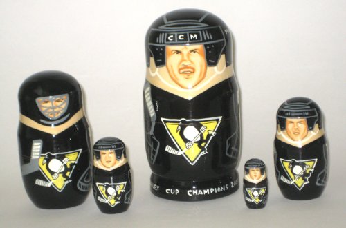 NHL Hockey Pittsburgh Penguins Stanley Cup Champions * or Any Team your choice Russian Nesting doll 5 pcs / 6-7 in * nhl.pitts.penguins
