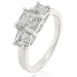 Three Stone Asscher Cut Diamond Ring 1 1/2ctw (HI/SI1) in 18k White Gold