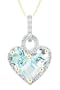 10k Yellow Gold Half Moon and Princess Sky Blue Topaz Stone Set and Diamond Heart Pendant (1/5 cttw, I Color, I2-I3 Clarity), 18"