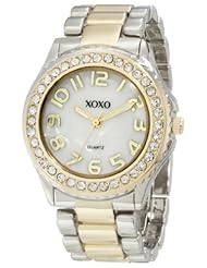 XOXO Womens XO5474 Rhinestone Accent Two-Tone Analog Bracelet Watch