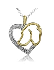 New! ASPCA Tender Voices Silver Two-Tone Diamond Heart and Dog Pendant (1/10 cttw)