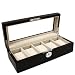 Watch Box Storage Display Case for 5 Watches Extra Clearance Wood with Black Finish