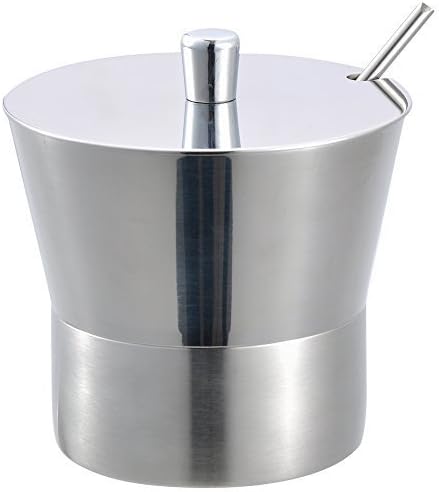 Newness Stainless Steel Sugar Bowl with Lid and Sugar Spoon for Home, Y Shape, 10.8 Ounces(320 Milliliter) by Newness Ongoing