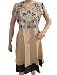 Womans Indian Tunic Kurti Beige Grey Embroidered Anarkali Style Kurta