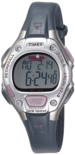 Timex Women's T5K411 Ironman 30-Lap Traditional Silver and Light Pink Resin Strap Sport Watch