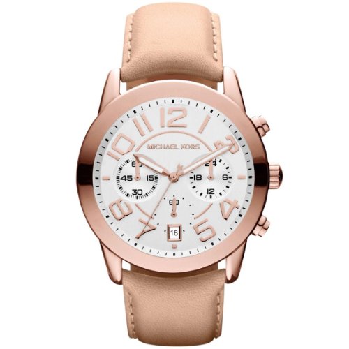 Michael Kors Mercer Chronograph White Dial Rose Gold-Tone Steel Ladies Watch MK2283