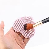 Makeup Brush Cleaning Mat, Esarora Makeup Brush Cleaner Set of 3 Mini Cosmetic Brush Cleaner Mat Portable Washing Tools (Pink)