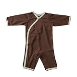 Baby Soy Chocolate/Tea Trim Kimono Onepiece, 18-24M