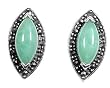Marcasite with Jade Earrings, Size: 27mm