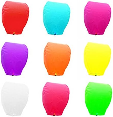 Ashon 5Pcs Multicolors Chinese Paper Sky Lantern,Outdoor Fly Fire Paper Wishing Lamp,Kongming Wishing Sky Lanterns For Party,Wedding,Birthday,Christmas Assorted Color (style 1)