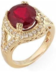 PassionGems 6.6 ct Natural Ruby and Diamond Ring 14k Gold - Size 6