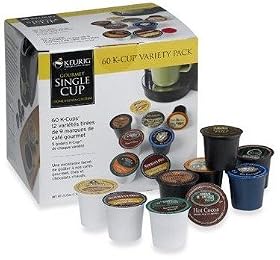 Keurig Flavored Coffee Variety Pack for Keurig Brewers, 60-Count KCups, Bundled with 2 Organic Green Tea Bags
