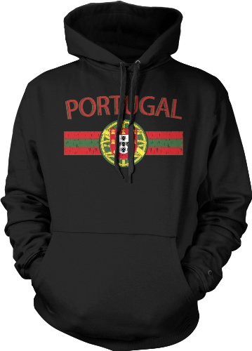 Portugal Crest International Soccer Sweatshirt, Portuguese Pride Mens Hoodie