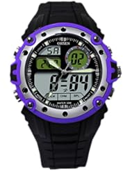 OHSEN YI-AD1210-6 LCD Dual Core Date Alarm Stopwatch Rubber Men Lady Sport Watch purple