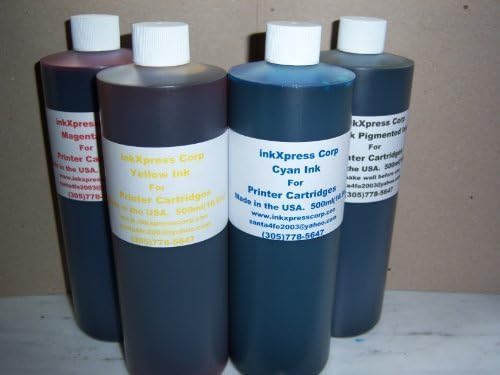 Bulk Ink Refill Color Set 4x500ml for Canon HP Lexmark Brother Dell Printer Cartridges (4 color Set)