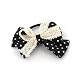 Black / Polka Dot Bow Ponytail Holder / Hair Elastic / Rubber Band / Headband (6159-1)