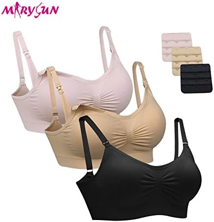 3PACK WOMENS Seamless Nursing Maternity Bra XL Bralette with Free Bra Extenders