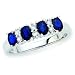 10K White Gold 0.11 ct. Diamond with Alternating 1.08 ct. Sapphire Anniversary Ring