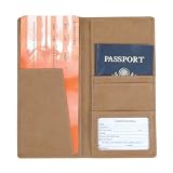 Man-Made Leather Passport Ticket Holder Color: Tan