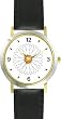 White Daisy Flower Flower - JP - WATCHBUDDY&reg; DELUXE TWO-TONE THEME WATCH - Arabic Numbers - Black Leather Strap-Size-Large ( Men's Size or Jumbo Women's Size )