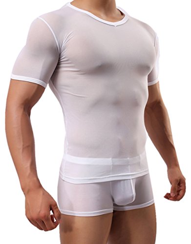 Winday Men s Sexy Underwear T-shirt Long Sleeve Mesh Top Undershirt Nightwear Winday Men s Sexy Underwear T-shirt Long Sleeve Mesh Top Undershirt Nightwear