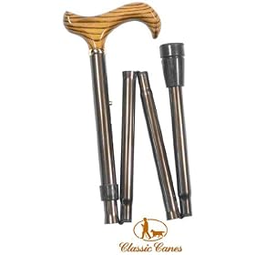 Brown Adjustable Folding Walking Stick with Ash Handle