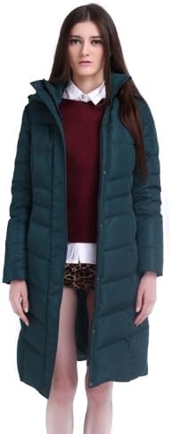RUI-LI Wome's Lady Luxury Long Down Coat Collar Hooded Outer Jacket Dark Green 2XL