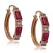 Natural Ruby & Diamond Hoop Earrings in Solid Yellow Gold