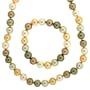 Shell Pearl Majorca Necklace Copper Gold Olive Tone 10.0-10.5mm 18" Single Strand With Bracelet Bucasi
