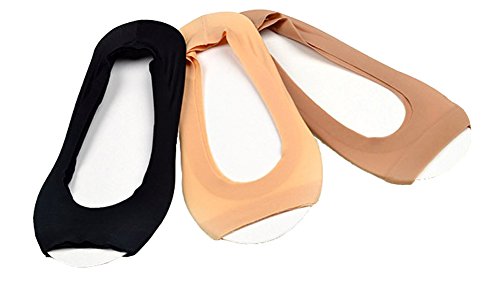 CAcB Women's Ultra Thin Toeless Low Cut Fake Socks w/Large Silicone Heel Grip