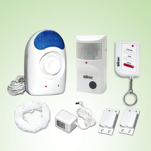 GSI Quality Wireless Indoor IR Motion Detector With High Output Alarm And One Additional External Outdoor Siren With LED Flashlight Unit - 2 Bonus Door/Window Sensors And 45 Ft. Magnetic Wire Included - Remote Control With Panic Button - Anti Intruder Defense System