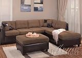 Sectional Sofa and Ottoman Set in Saddle Fabric