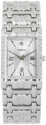Geneve Silvertone Diamond Men's Watch .05CTTW