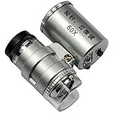 KingMas Mini 60x LED UV Light Pocket Microscope Jeweler Magnifier Loupe