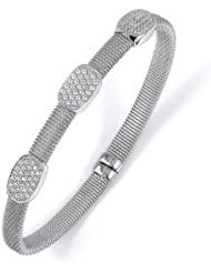 Sterling Silver - Silver Cubic Zirconium Bangle