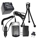 HQRP Battery and Battery Charger for Panasonic PV-GS36, PV-GS39, PV-GS400, PV-GS50, PV-GS500, PV-GS50K Camcorder plus HQRP Mini Tripod